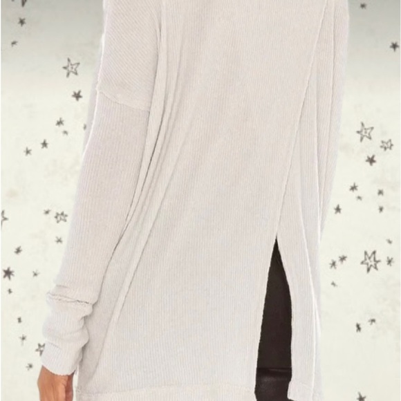 NWOT Free People Cream Ribbed Cowl Neck Oversized Open Back Sweater: Size S - Picture 2 of 6